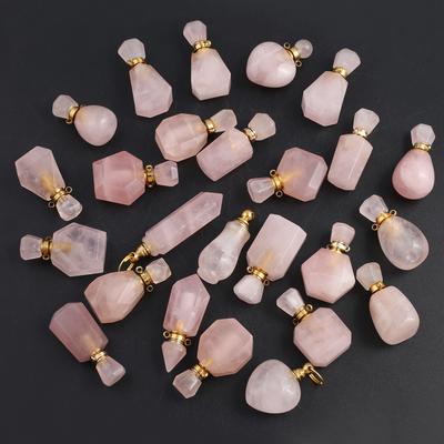 1 pendentif en cristal rose de guérison Reiki énergie pierre naturelle bouteille de parfum breloques bricolage femmes filles cadeau de Saint Valentin accessoires amour mariage artisanat