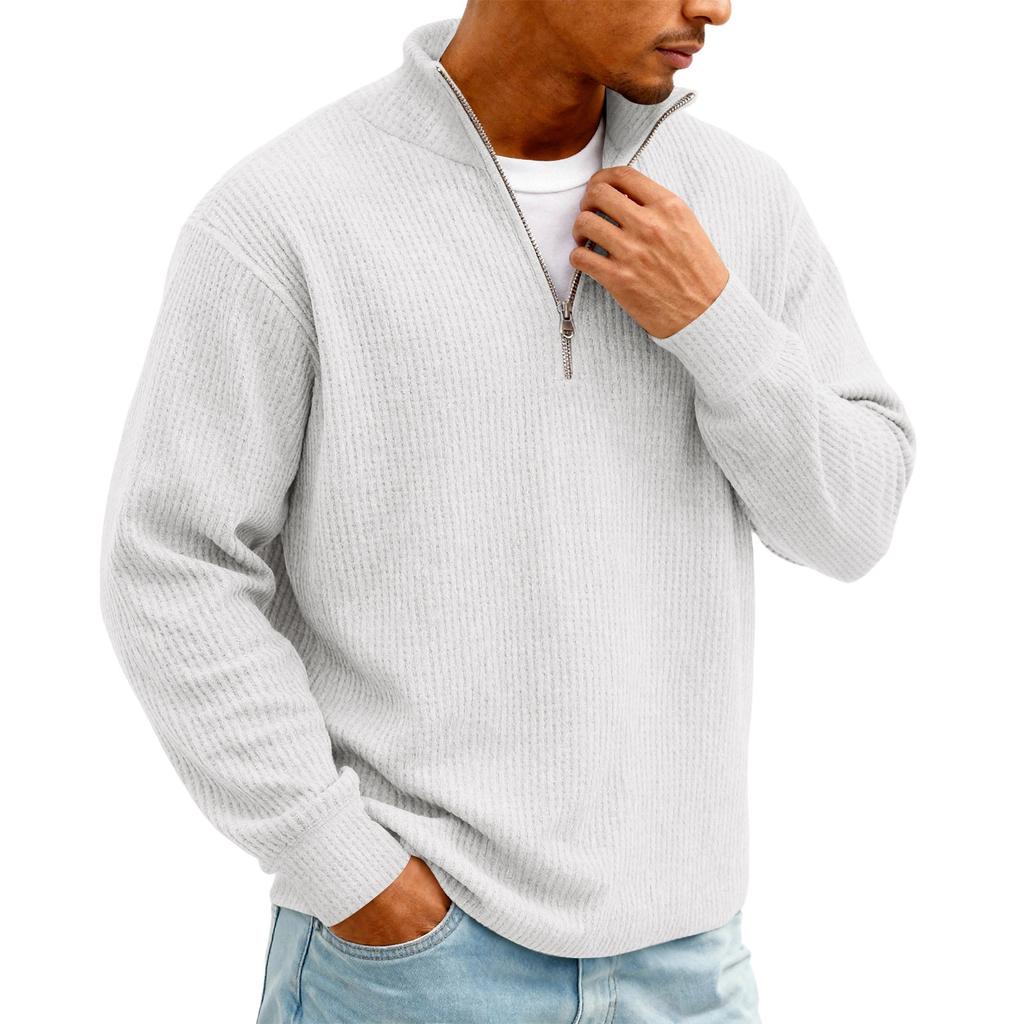 Men's Vintage Long,Sleeve Top | Zip,Up Stand Collar Stylish Casual Shirt For Daily & Outing Wear