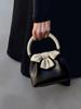Women's Black Bow Pleated Color Block Handbag - 2025 French Chic
