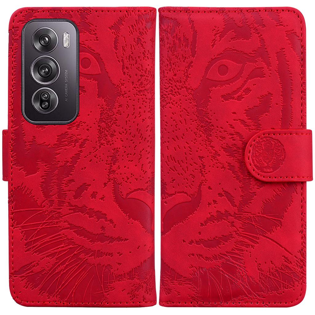 For Oppo Reno12 Pro 5G (Global) Phone Case Tiger Imprint Leather Wallet Cover