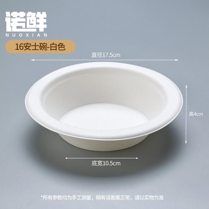 Nuoxian 16oz White Disposable Food Grade Pulp Bowls (100 Count)