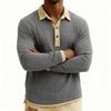 Men's Quilted Knit Color-blocked Pullover Button-down Top