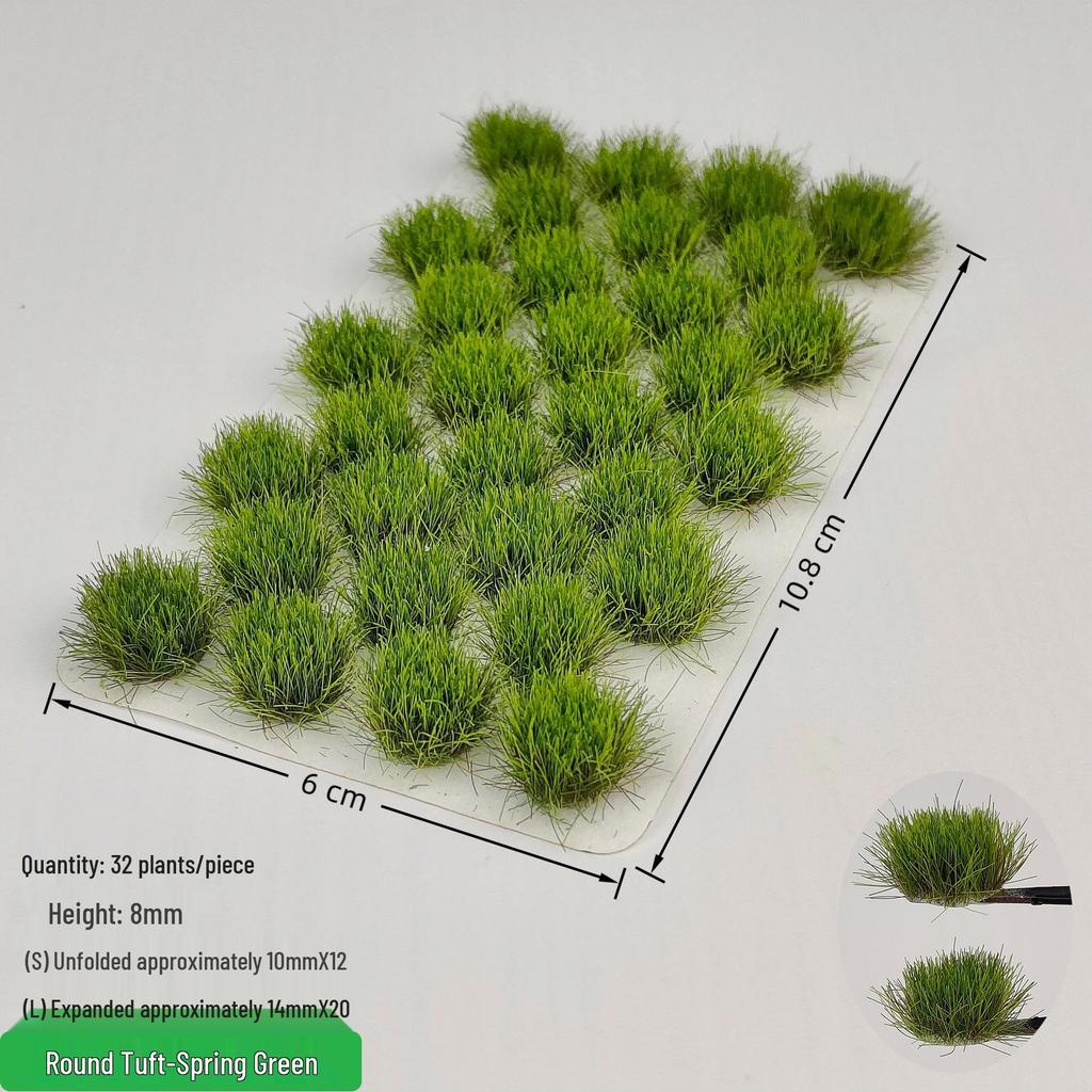8mm 32 Tufts Grass for Train, Architectural Models, Military Dioramas & DIY Miniatures