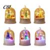 Colorful Gradient Light Ornament Christmas Tree in Dome with LED Light, Mini Cedar Up Safe Nursery Night Ornament, Battery Powered Decorative