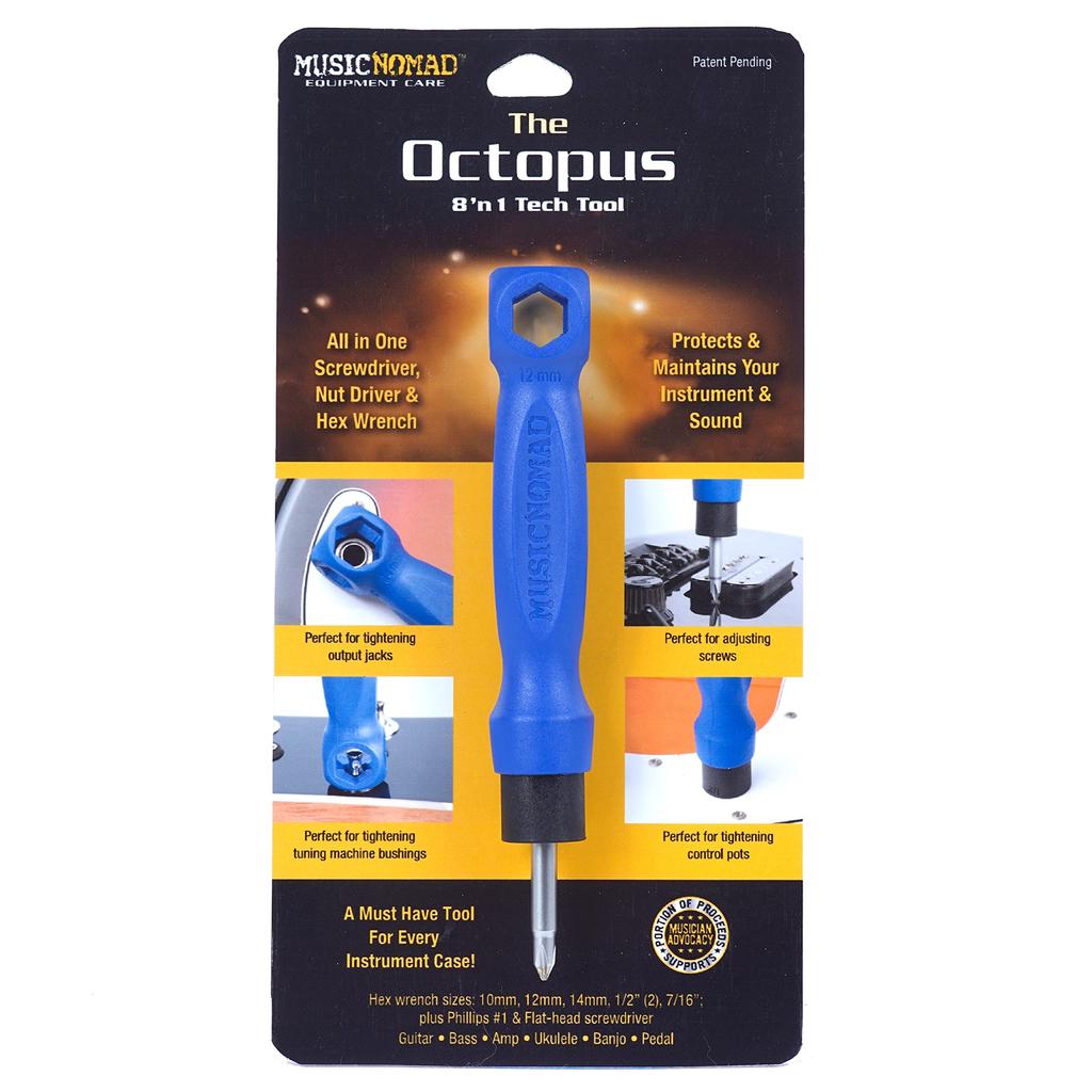 MUSICNOMAD The Octopus Universal Screw Tool for Guitars and Single MN227 8-in-1 Basses, Item,
