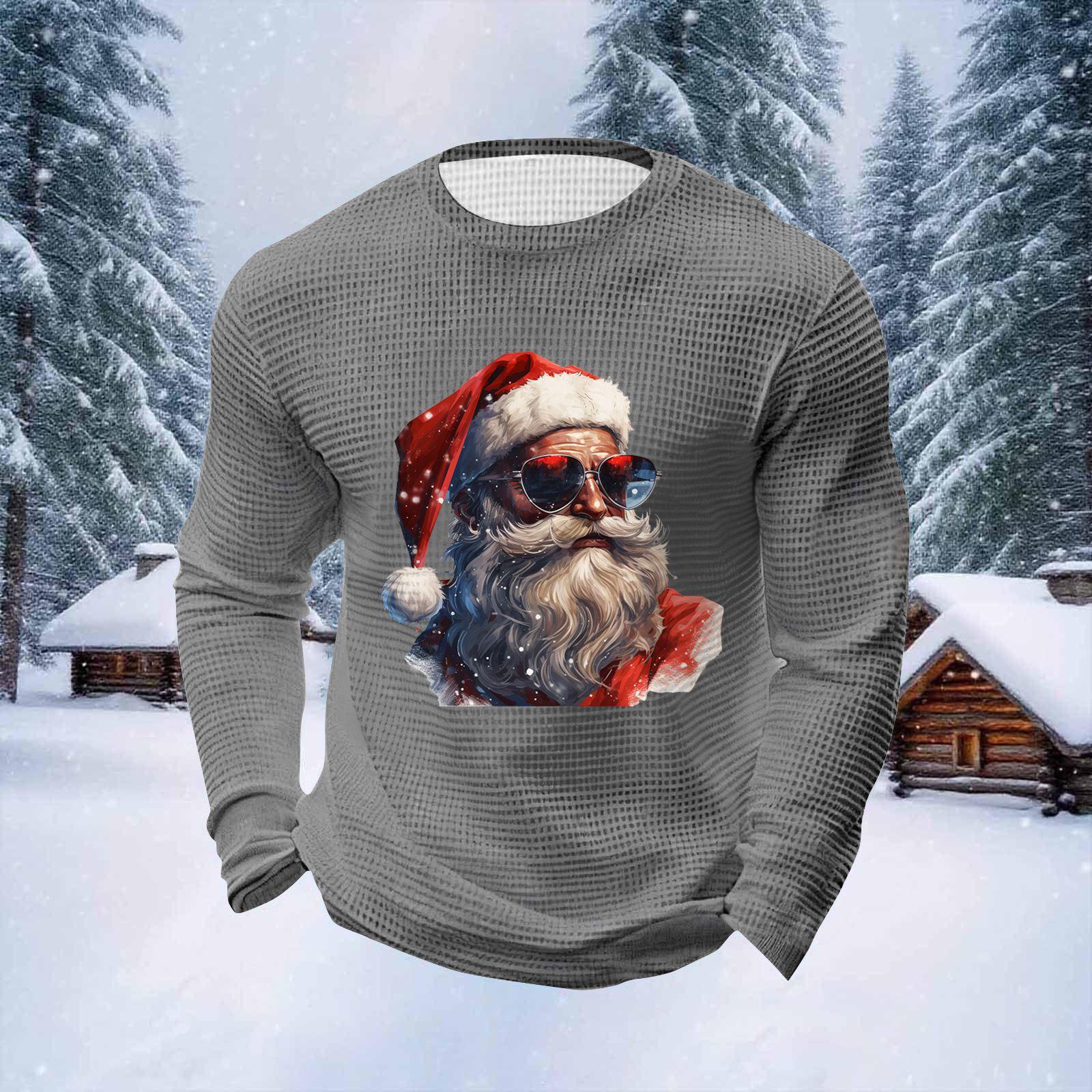 

Чоловічі топи з різдвяним принтом, з круглим вирізом, з довгим рукавом, чоловічі спортивні, великого розміру, повсякденні топи з круглим вирізом XL