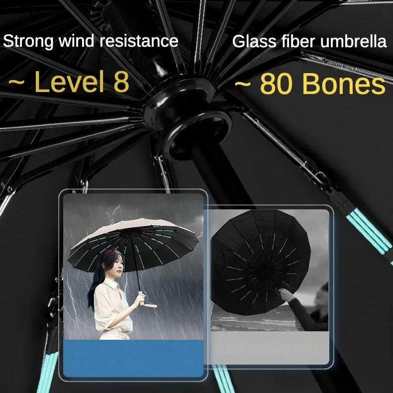 80 Bone Super Full-automatic Umbrella Sunscreen UV Protection Sunshade Reinforcement Wind Resistance Durable Waterproof