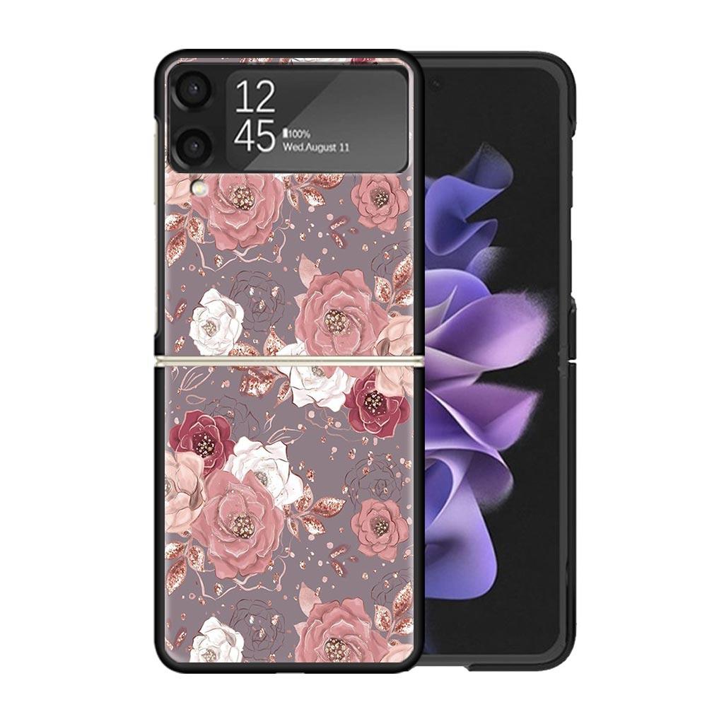 Beautiful Rose Bling Picture Clear Phone Case For Samsung Z Flip 7 6 5 4 3 Galaxy ZFlip7 ZFlip6 ZFlip5 ZFlip4 ZFlip3 5G Print Co
