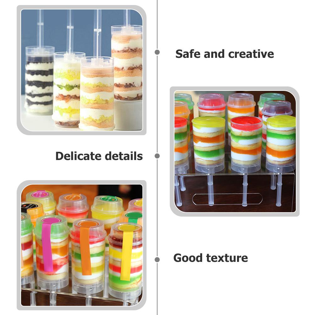 30 Pezzi Spingitori per Torte Frutta Pops Stampini Portastampi Crema Creativi su Tubi in PP Plastica Contenitori Ghiaccio Trasparenti
