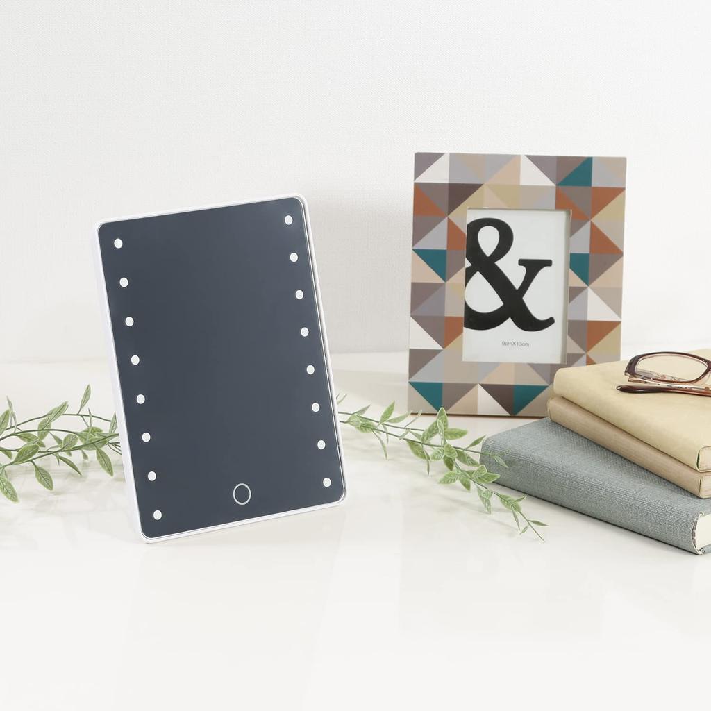 Fuji Boeki Actress Mirror Tabletop Mirror Width 17cm White Light LED Brightness Adjustable Angle 2way Power Supply USB Dry Battery 86653