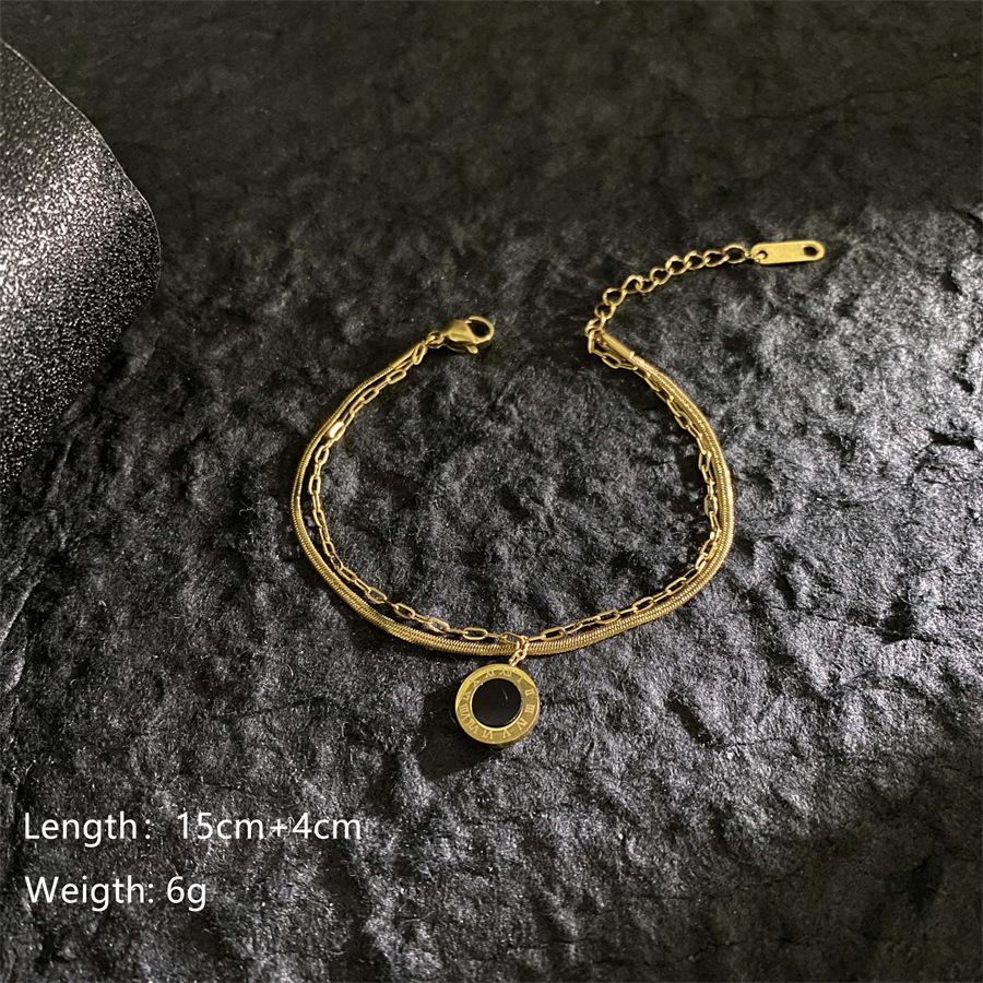 Браслет с четырехлистным клевером из титановой стали, модный браслет с римскими цифрами и бабочкой