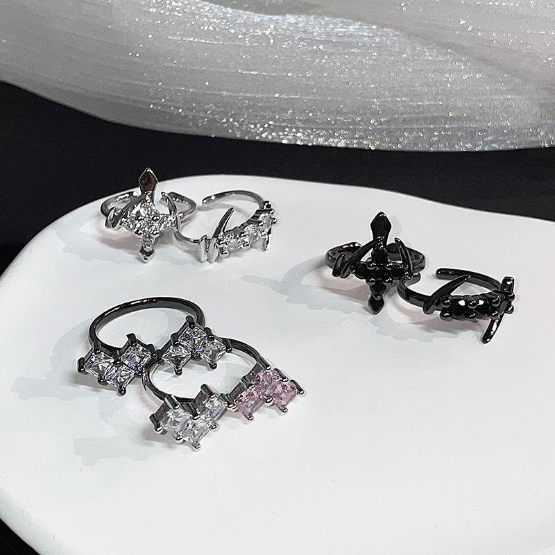 Love Dark Cross Open Ring Set Personality Fashion High Sense Light Luxury Ring Women