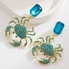 Fashionable Personality Exaggerated Summer Ocean Vacation Style Crab Earrings Geometric Light Luxury High-end Full Diamond Earrings for Women