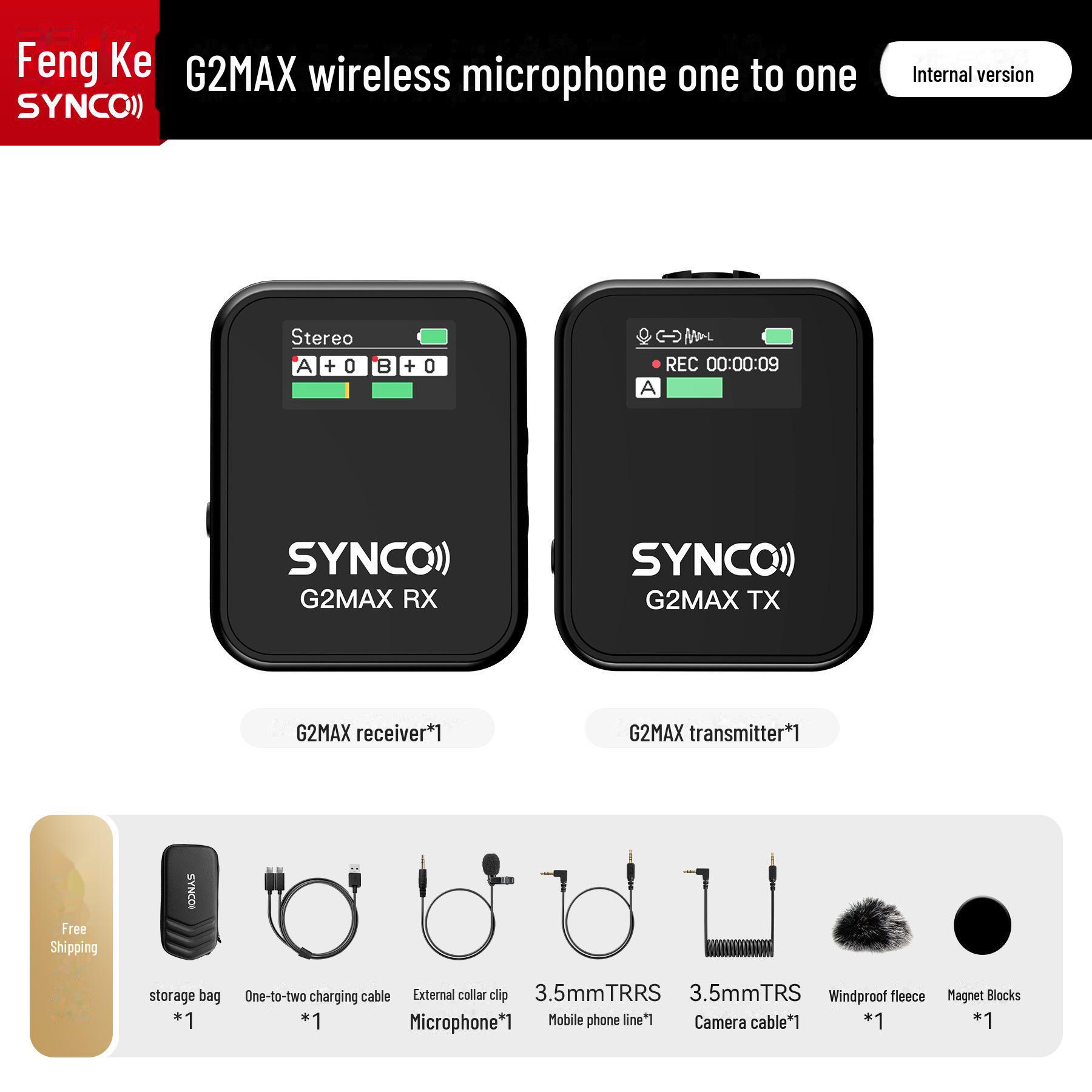 

Беспроводной микрофон SYNCO Fengke G2 PRO для мобильных устройств, камер, прямых трансляций и записи