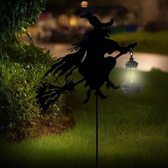 1/2Pcs Outdoor Witch Solar Lanterns Halloween Decorations Weather-Resistant