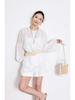 Spring 2026 French Embroidery Linen Shirt with Lantern Sleeves - Casual Vacation Style