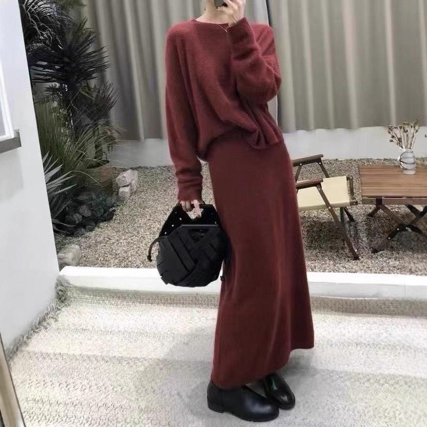 Schlauchrock Strickpullover Zweiteiler