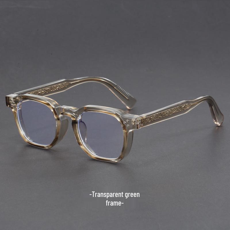 Herren Retro Zweifarbig Japanische Handgefertigte Dickrandbrille, Schwarzes Künstlerisches Design, Blaulichtfilter, Myopie-Freundlich