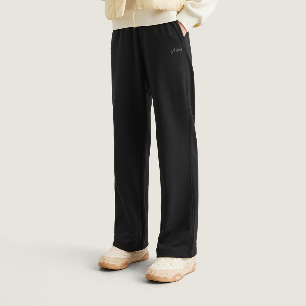 Li-Ning Simple Fashionable Versatile Comfortable Mid-Waist Straight Leg Casual Pants Women Bottoms Black AKLVC16-4