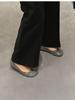 Leather French Mary Jane Women's Shoes Shallow Mouth Rhinestone Single Shoes Women's New Flat Grandma Shoes