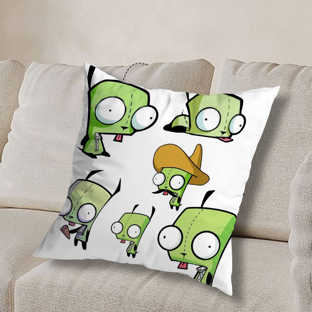 cool Invader Zim Gir I love Pillow Case Square Double-Sided Printing Short Plush Sofa Cushion Cover Bedroom Bedside Pillow