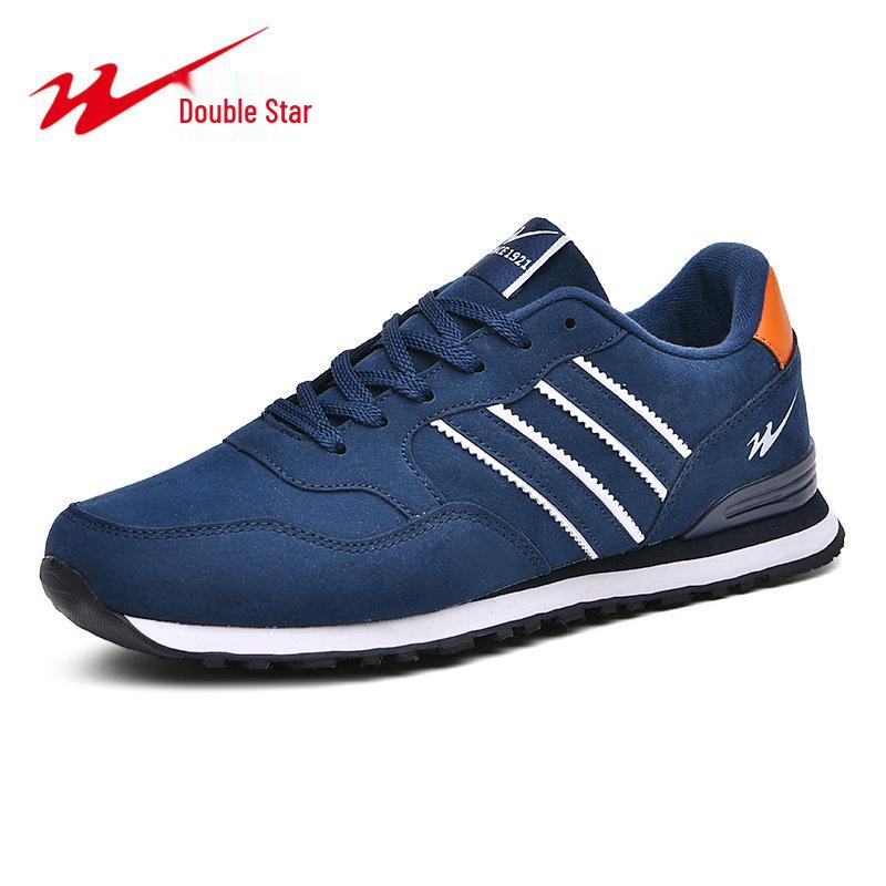 Double Star Men's Genuine Leather Running Shoes - All-match, Non-slip, Soft Sole, Shock Absorbing Forrest Gump Sneakers