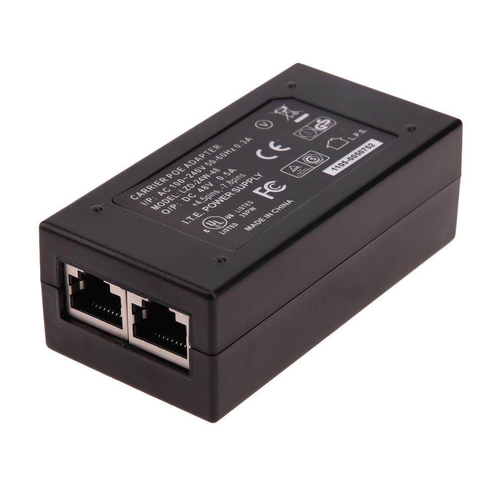 24V/48V 0.5A Desktop POE Power Injector Ethernet Adapter Surveillance CCTV for IP Camera Power Supply Short Circuit Protection