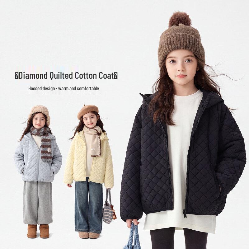 Girls' Thickened Hooded Winter Padded Jacket