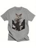 Unisexs Cotton Tshirt British Shorthair Cat Peeks From Pocket Casual Short Sleeved Round Neck Tshirt