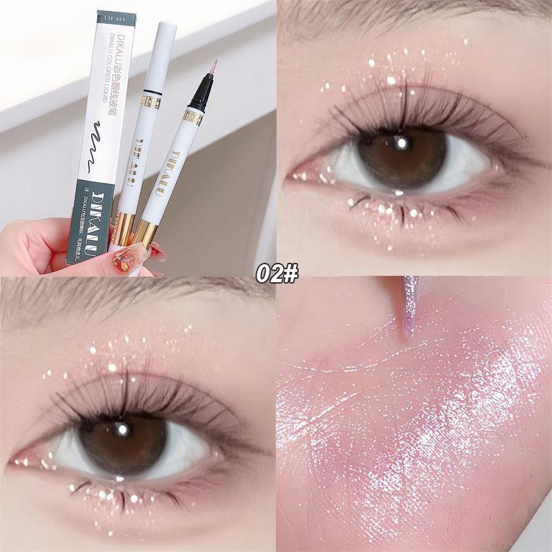 1Pc Glitter Eyeshadow Pen Matte Purple Diamond Eyeliner Pen Waterproof Highlight Brighten Silkworm Makeup Pencil Shiny Eyelids