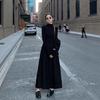 New French Style Temperament Women's High-Grade Black Dress Hepburn Style Gray Turtleneck Dress for Women