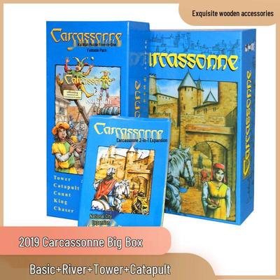 Carcassonne Brettspiel - Chinesische Version mit Fluss-Erweiterung, Dickem Spielbrett & Holzkomponenten