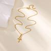 Religion Egyptian Ankh Crucifix Necklaces Gold Color Cross Charm Choker Stainless Steel Symbol of Life Jewelry Gifts Women Men