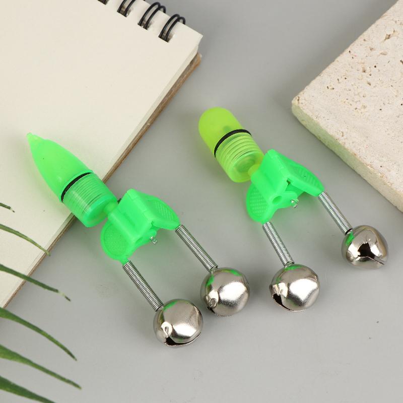 10Pcs Fishing Rod Bite Alarm with LED Light Plastic Clip On Bell Alert for Sea Fishing and Night Angling