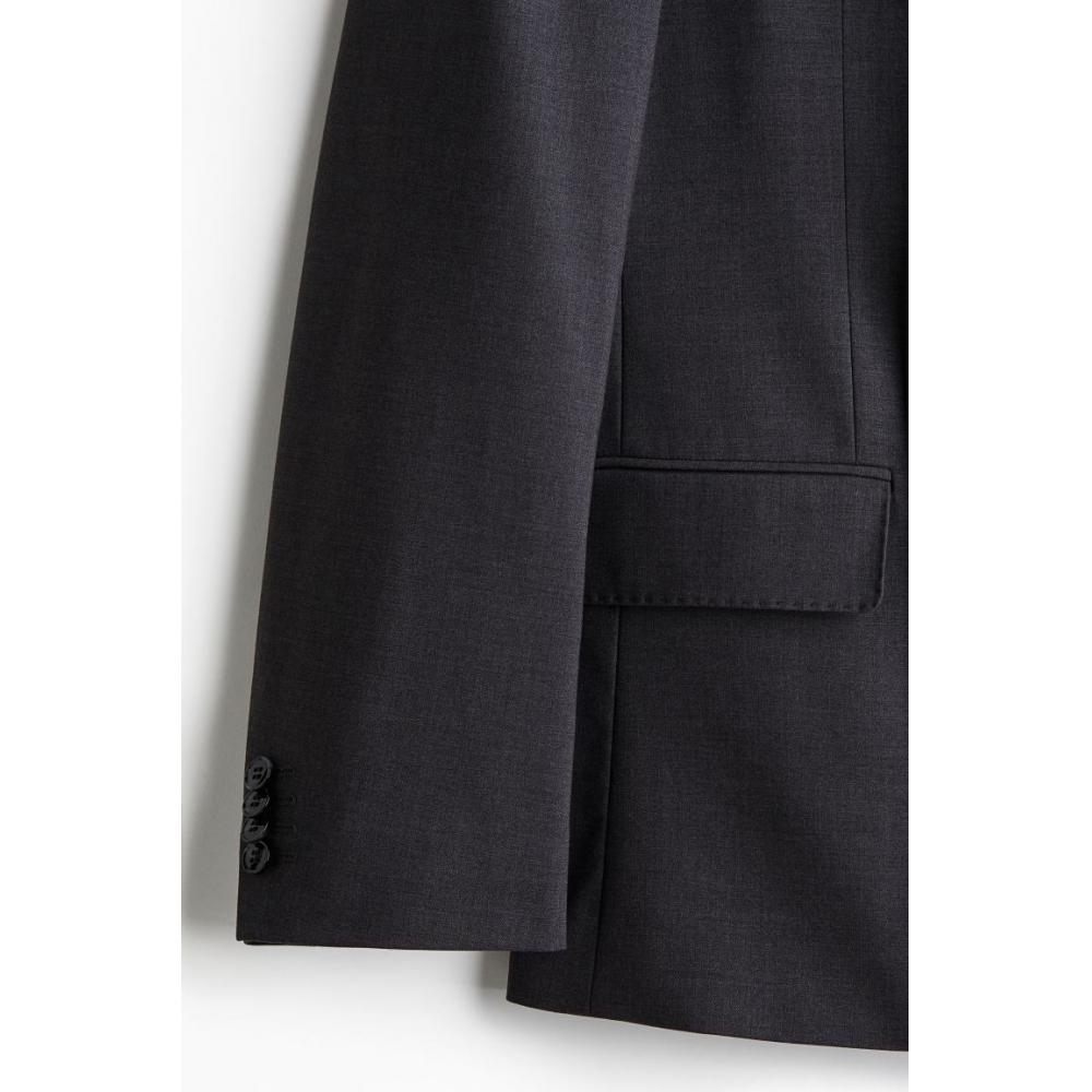 H M Double Breasted Jacket Regular Fit Dark Grey