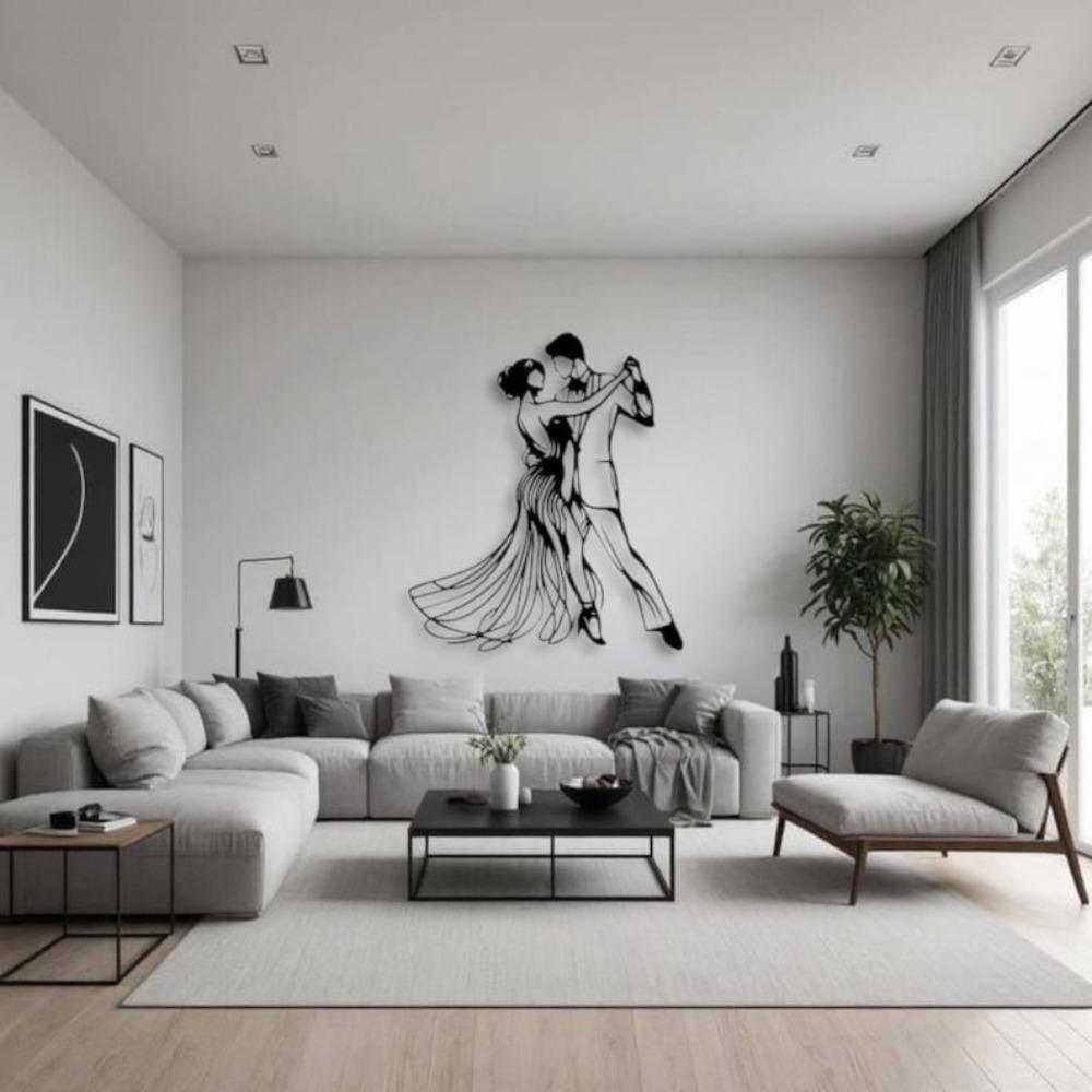 Modern Dance Couple Metal Wall Art Silhouette Tango Dancer Home Decor