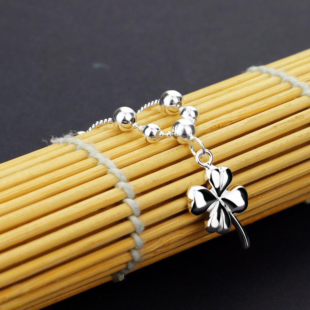 Böhmen Mode Klee Fußkettchen 100 % 925 Sterling Silber Fuß Strand Ball Fußkettchen Frauen & Mädchen Barfuß Kette Schmuck sommer Geschenk