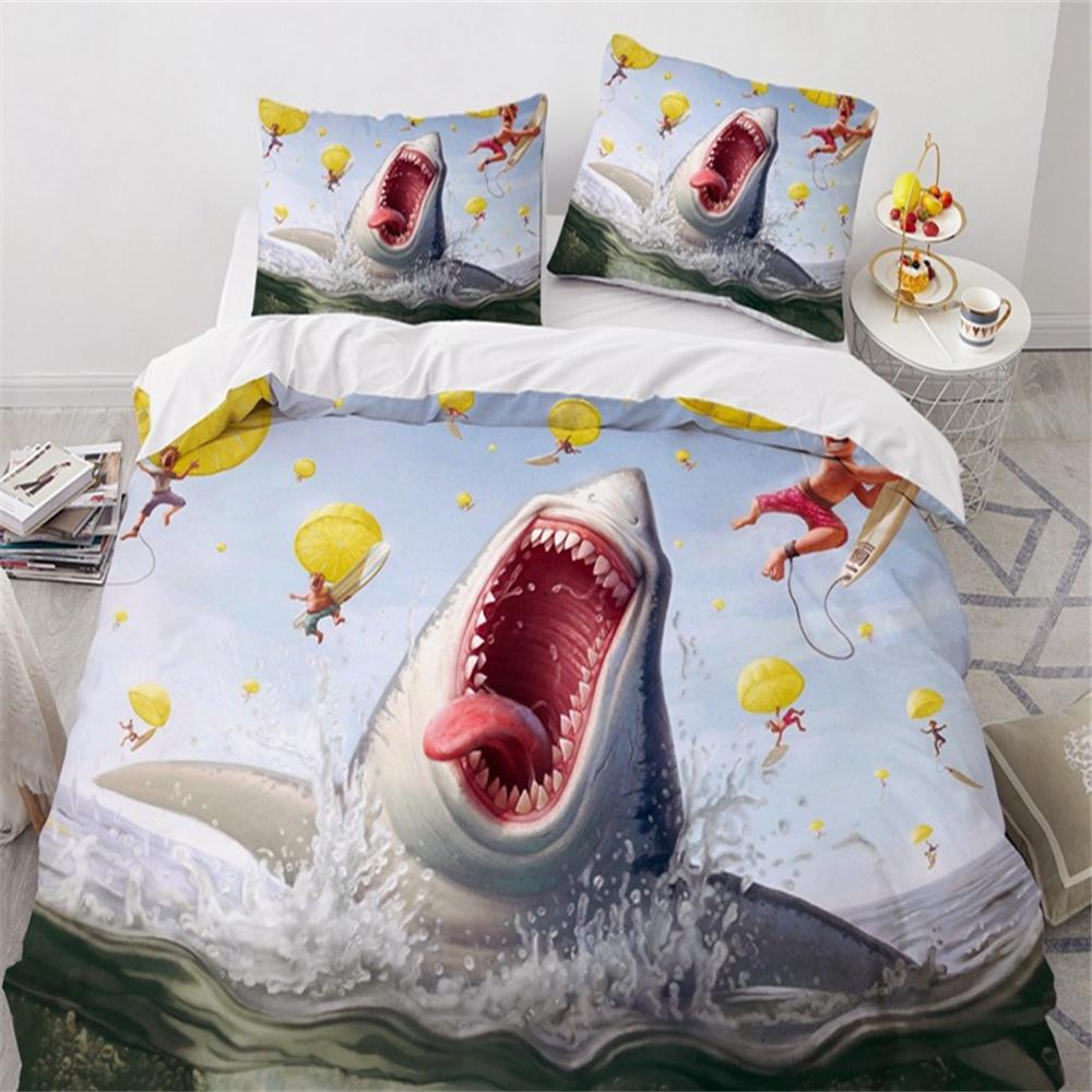

Comforter Fashion 3D Bedding Sets Sea Dolphin Blue Cute Luxury Home Texitle Queen Full Size 140X200 Comforter (quilt)-EU Single(135*200cm)3pcs