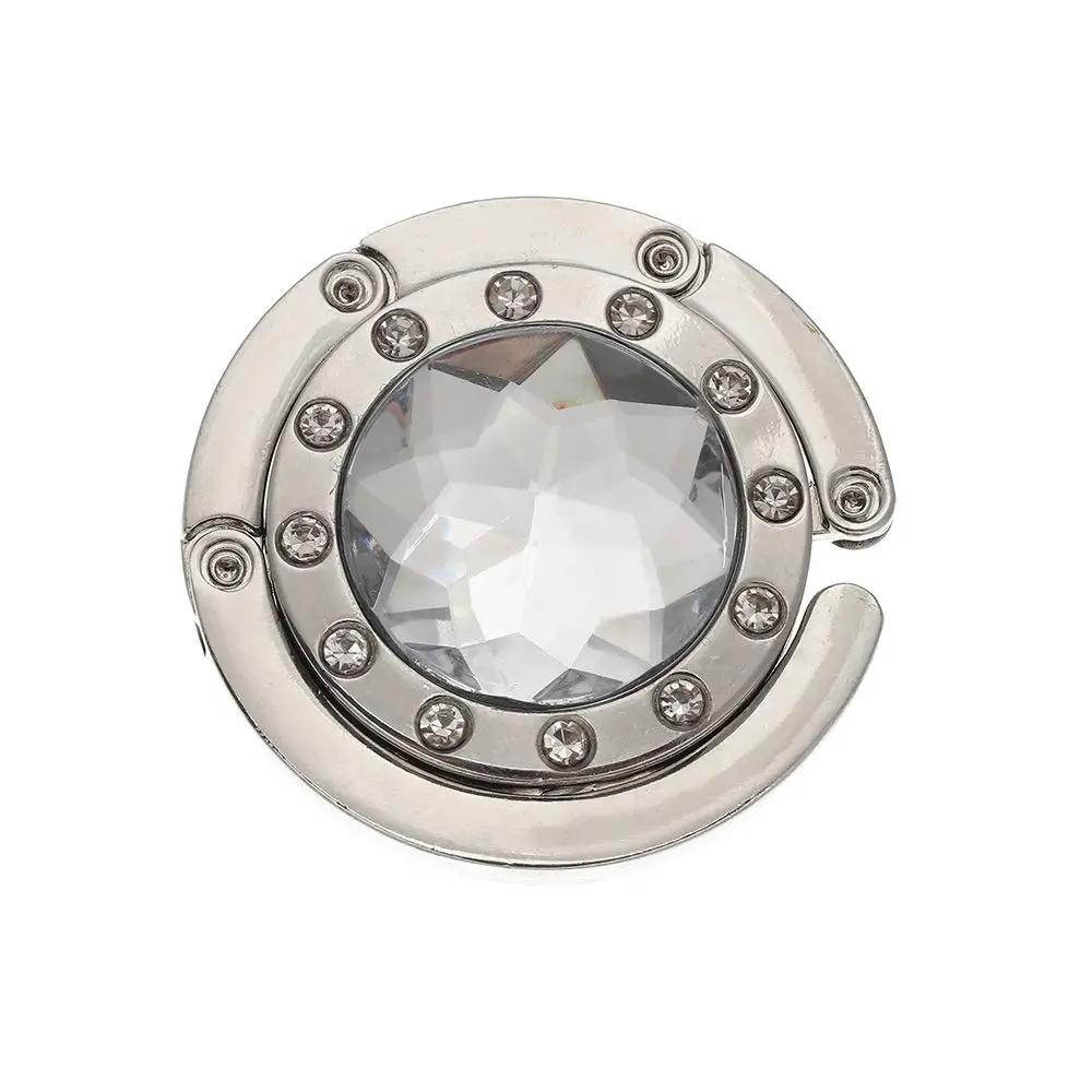 Portable Metal Purse Hook Diamond Bag Holder Folding Handbag Hanger Table Clasp Table Hanger Desk Hooks Travel Accessories