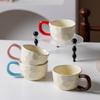Ceramic Water Cups High Appearance Level Color Blocking Cups Cute Water Cups for Children and Students Milk Tea Cups Mug Cups