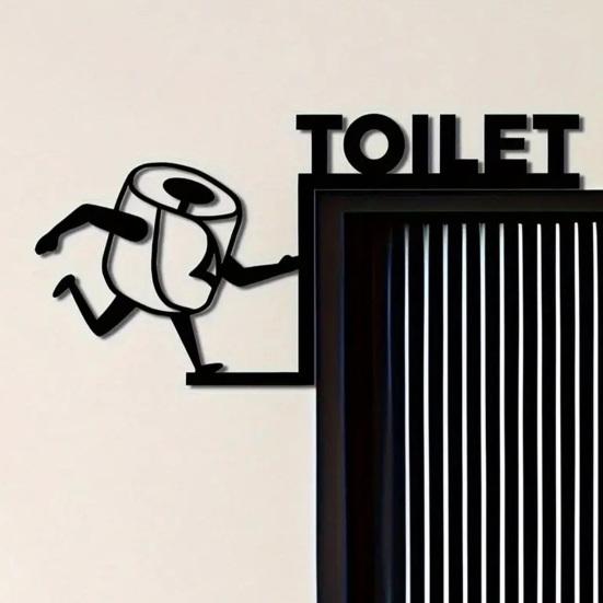 Klebe-Badezimmer-Schild Lustiges Türschild, Metall-Wandkunst für den Denkraum mit humorvollen Zitaten, Selbstklebende Büroplakette Toilette für Toilettenraum, Rostfrei