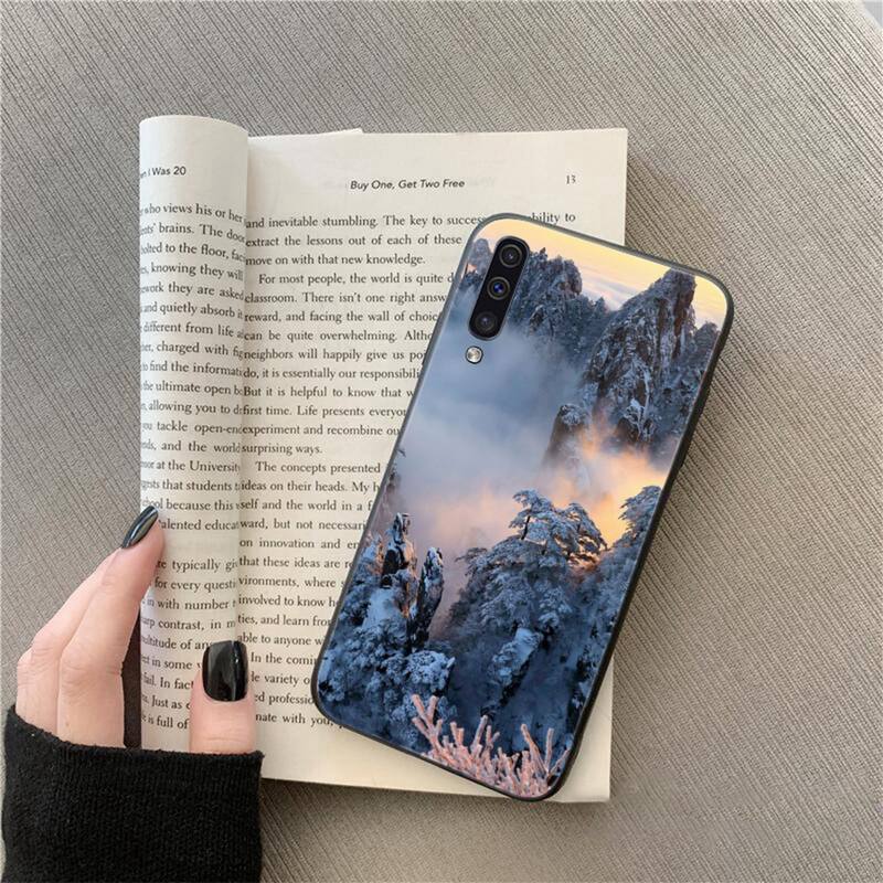 Mountain Peak Forest Snow mountain White smoke Phone Case For Samsung Galaxy A7 A50 51 A70 80 A40 A20 A30 A8 A6 A8 Plus A9 A71