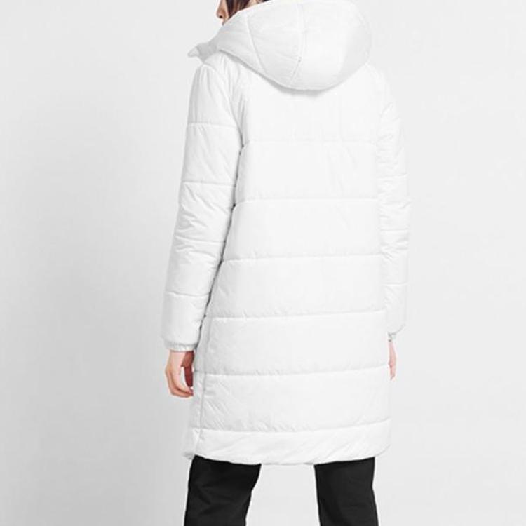 Vans Embroidered Logo Hooded Mid-Length Down Jacket Women Outerwear White VN0A4BFTWHT
