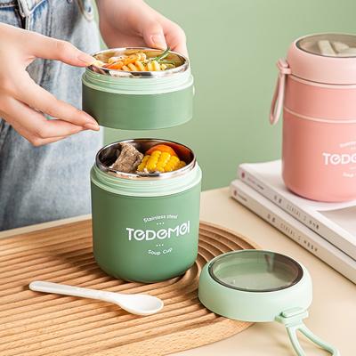 Lunch Box Isolato in Acciaio Inossidabile, Tazza Portatile a Doppio Strato per Zuppa, Piccolo Secchiello per Riso, Tazza Sigillata per Colazione, Ciotola per Zuppa