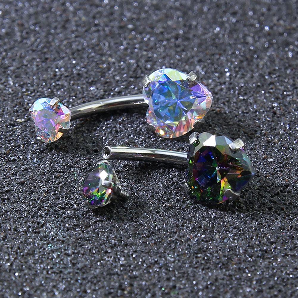 Damen Sexy Doppelherzförmiger Kristall Zirkon Bauchnabelpiercing Bar Chirurgischer Stahl Strass Körperpiercing Schmuck