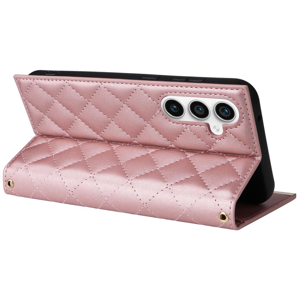 For Samsung Galaxy S23 FE Case PU Leather Suction Cup Phone Cover with Shoulder Strap