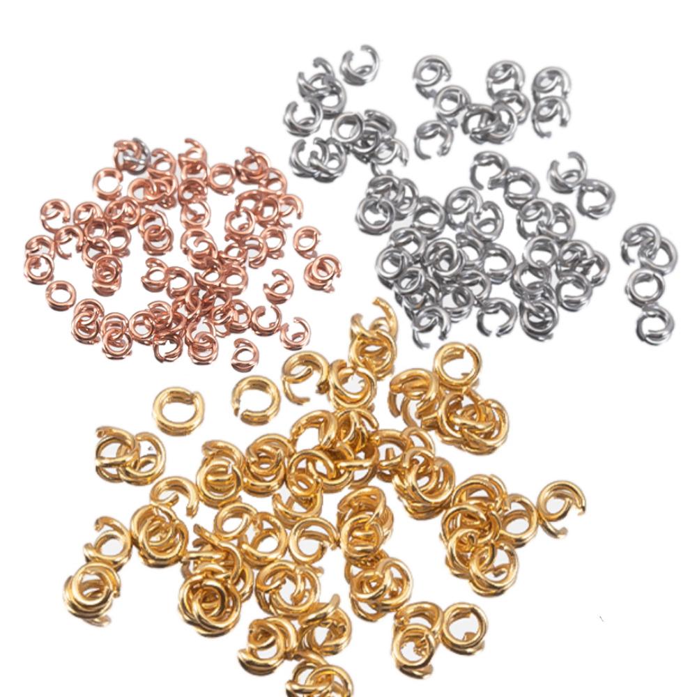 200 Stück 100 Stück Edelstahl Biegeringe 3-10 mm Offene Sprengringe Halskette Armband Goldfarbe Verbinder für DIY Schmuckherstellung