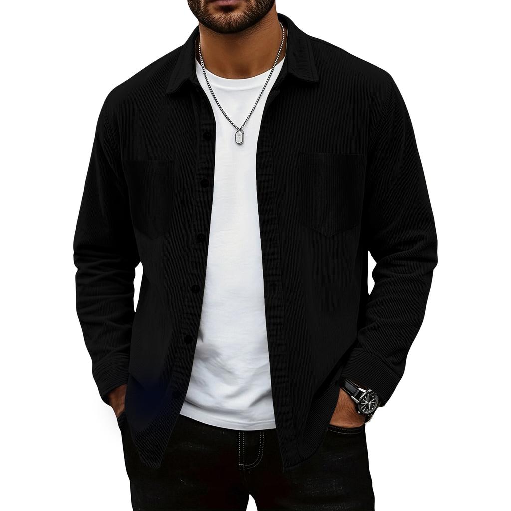 Herren Farbiges Hemd Langarm Herren Lässiger Modetrend Mit Tasche Hemdjacke