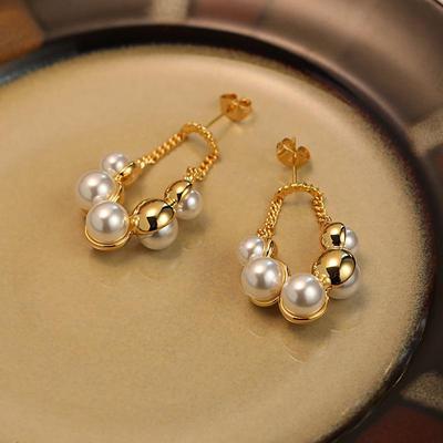 Elegant French Pearl Dangle Earrings: Timeless, Versatile Studs – Perfect Gift for Your Loved One.