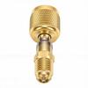A2 Brass Refrigerant Adapter Straight Through HVAC Charging Adapter R32 Reverse Thread 1 4in Internal 1 4in External